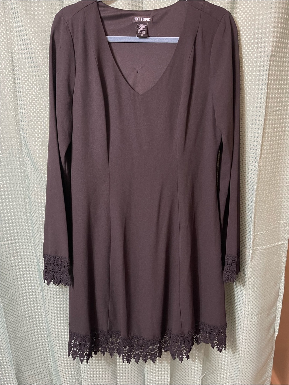 Hot Topic Women's black Long Sleeve Dress with Lace Trim